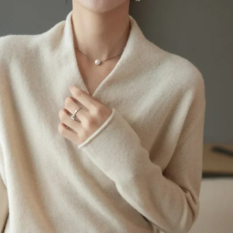 V-Neck Cashmere Knit Sweater for Women | Bella