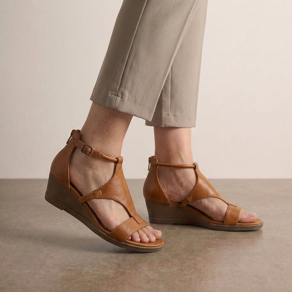 Vega | Vegan T-Strap Wedge Sandals for Women 0