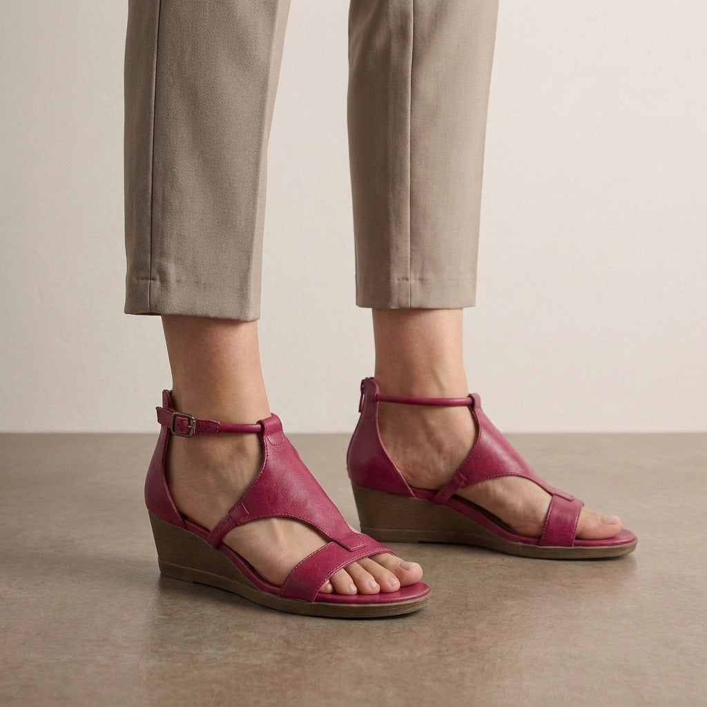 Vega | Vegan T-Strap Wedge Sandals for Women 1