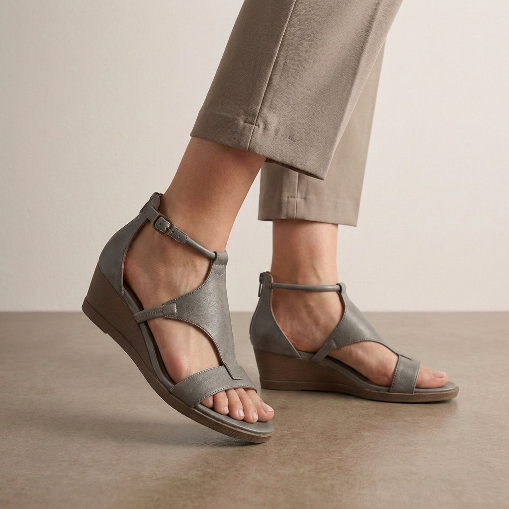 Vega | Vegan T-Strap Wedge Sandals for Women 2