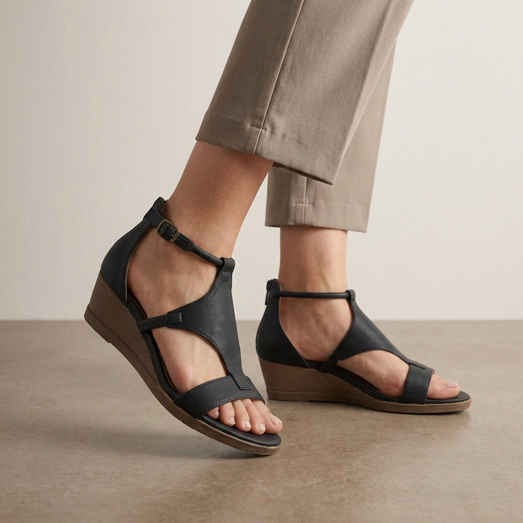 Vega | Vegan T-Strap Wedge Sandals for Women 3