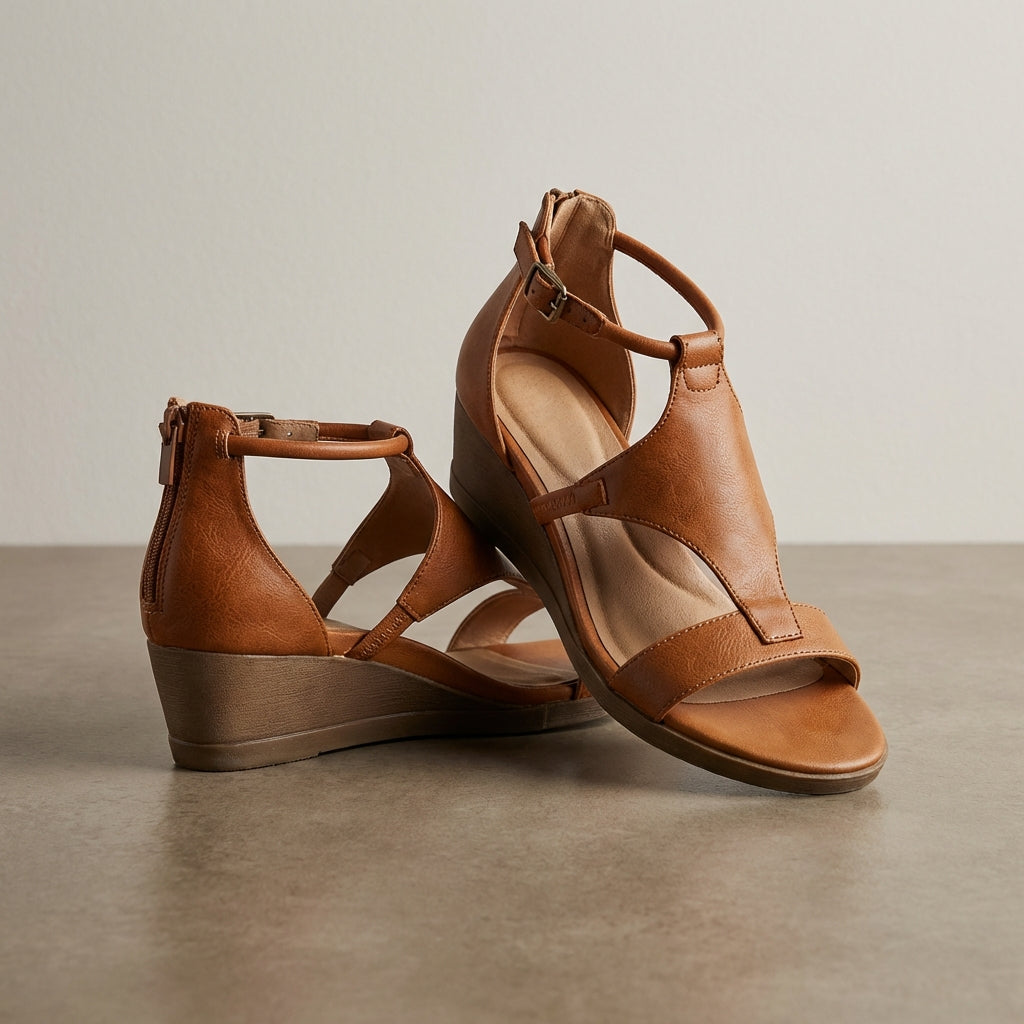 Vega | Vegan T-Strap Wedge Sandals for Women 4