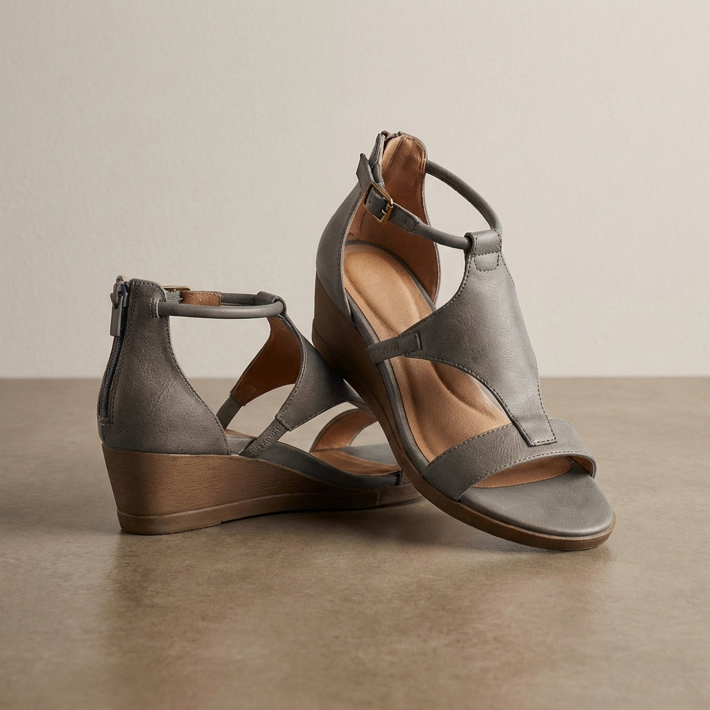 Vega | Vegan T-Strap Wedge Sandals for Women 6