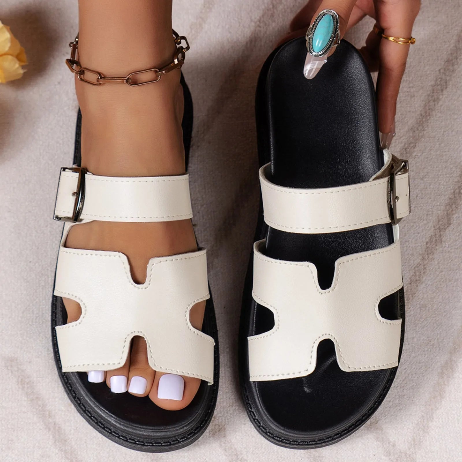 Vegan Leather Sandals Chic Design For Women | Lirena 1