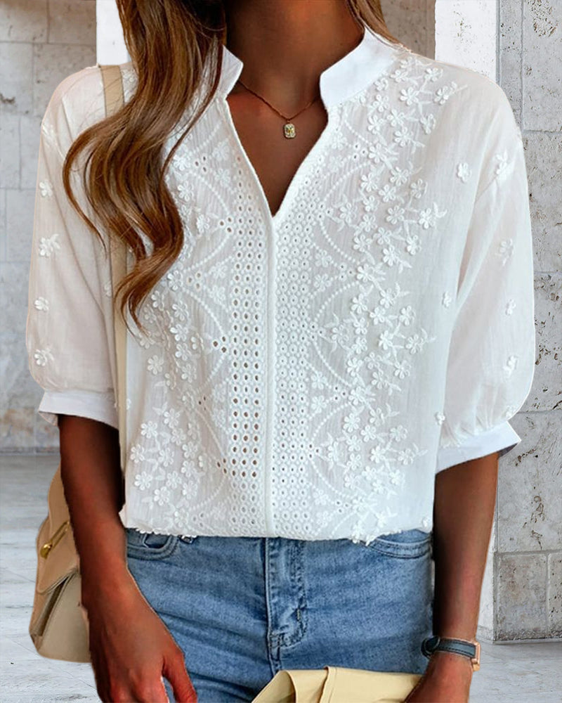 Vesta | White Puff Sleeve Summer Blouse 7