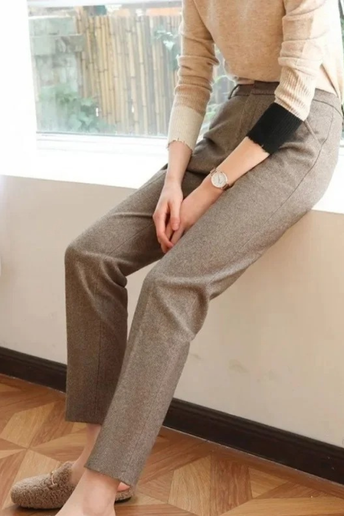 Wool Straight-Leg Trousers for Women | Zariah