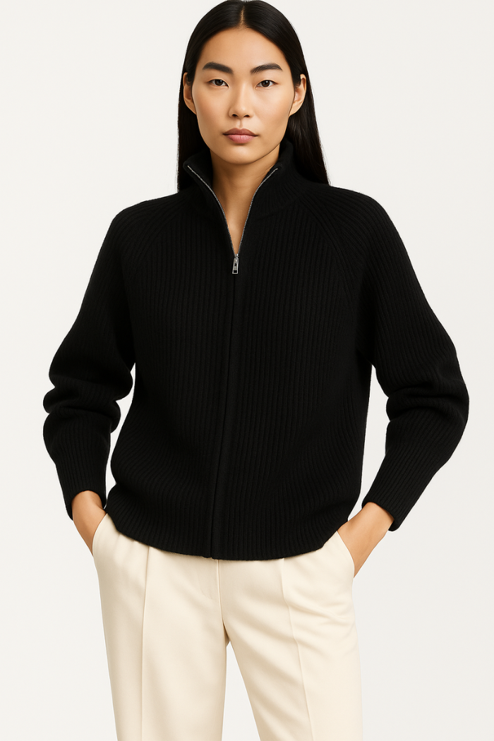 Zip-Up Sweater Tailored Fit for Women | Sylvia