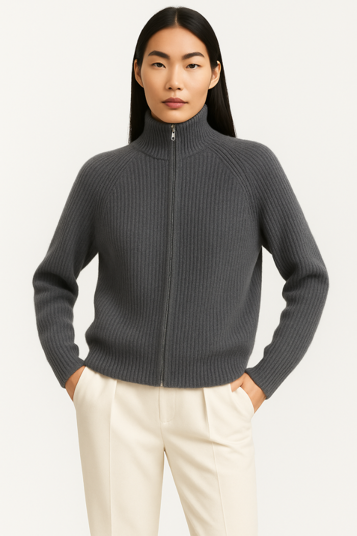 Zip-Up Sweater Tailored Fit for Women | Sylvia