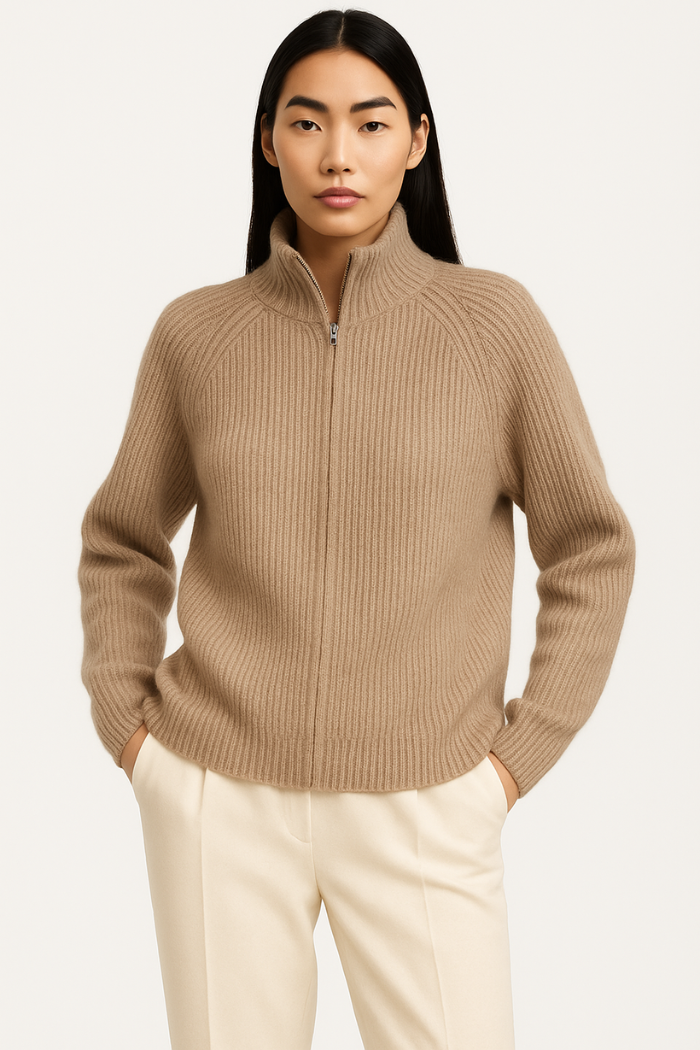 Zip-Up Sweater Tailored Fit for Women | Sylvia