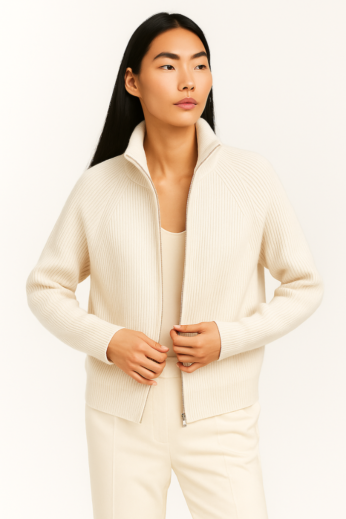 Zip-Up Sweater Tailored Fit for Women | Sylvia
