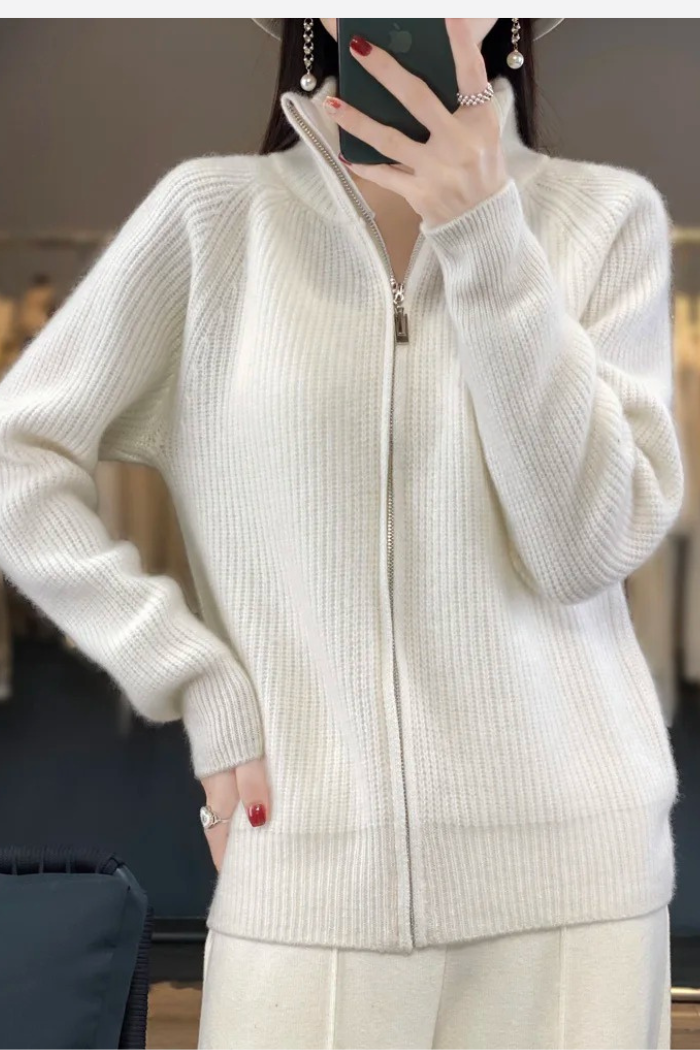 Zip-Up Sweater Tailored Fit for Women | Sylvia