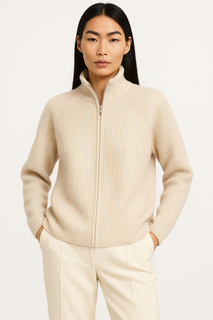 Zip-Up Sweater Tailored Fit for Women | Sylvia