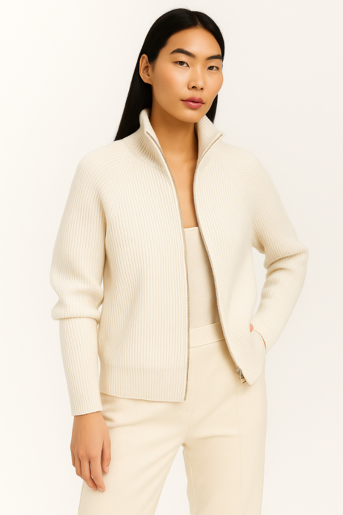 Zip-Up Sweater Tailored Fit for Women | Sylvia