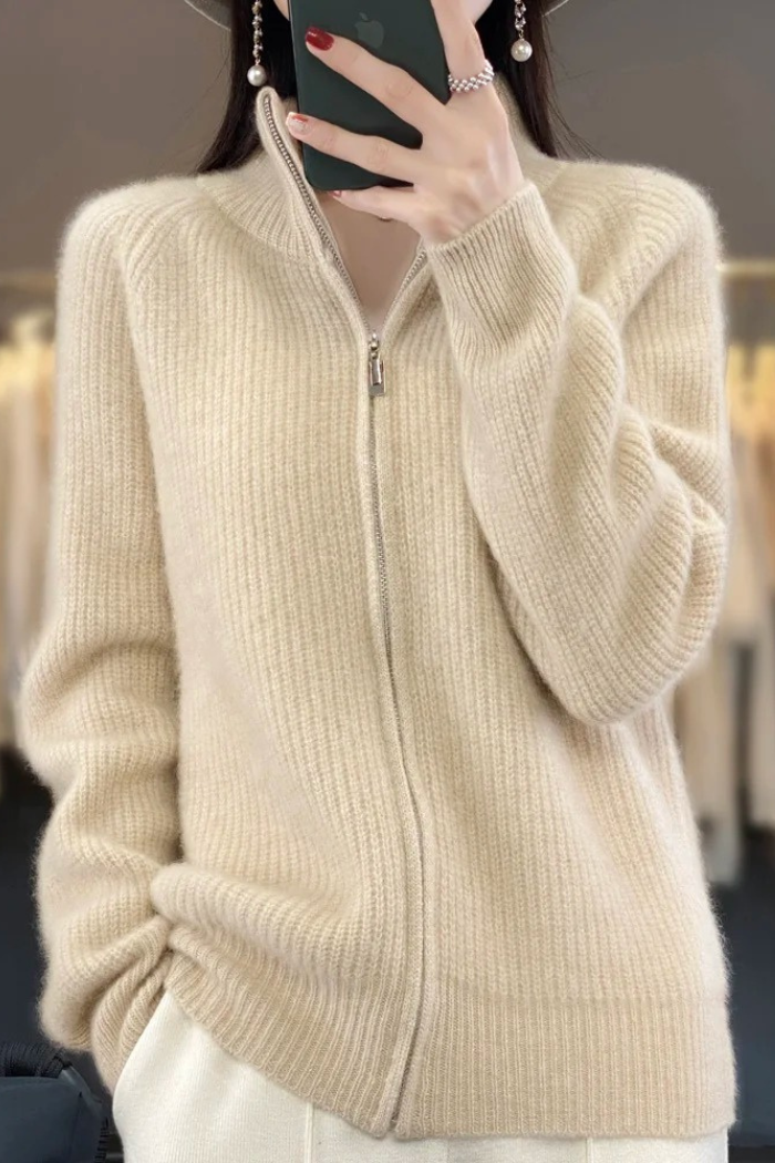 Zip-Up Sweater Tailored Fit for Women | Sylvia