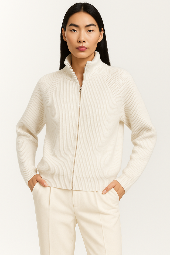 Zip-Up Sweater Tailored Fit for Women | Sylvia